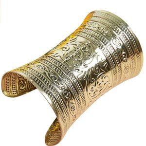 Bronze Tribal Gold Cuff Bracelet for Cosplay or Belly Dance 2 Set